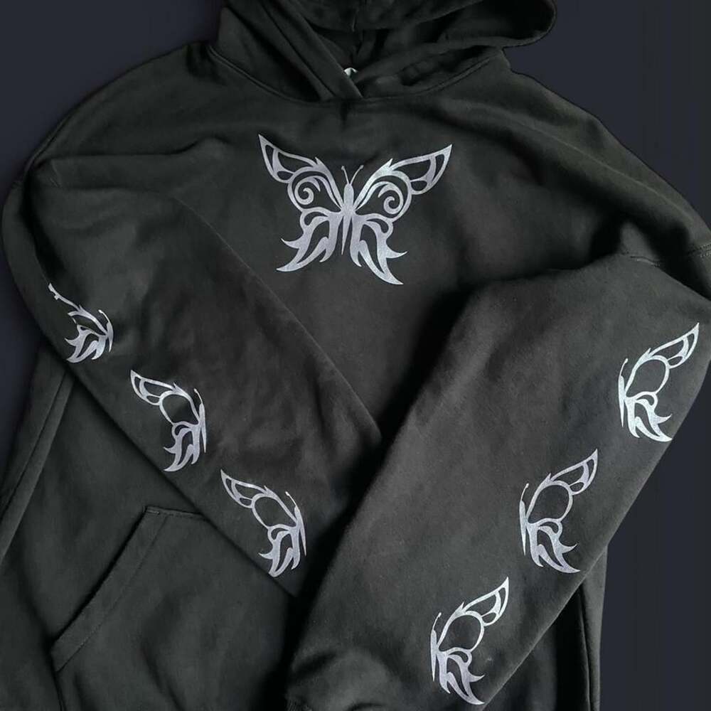 Y2K Fairy Grunge Hoodie Women’s Large Retro Barbie Gothic Black Pullover